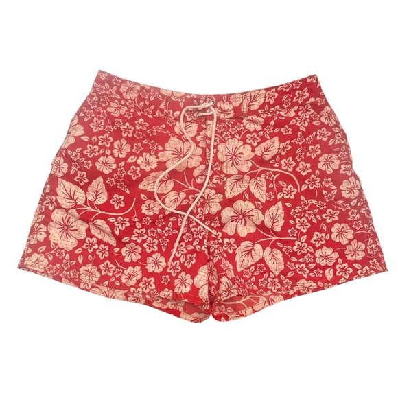Catalina Ocean Gear Women’s SzMed Red/Beige Floral Swim Short Trunk Board Short - Picture 1 of 5